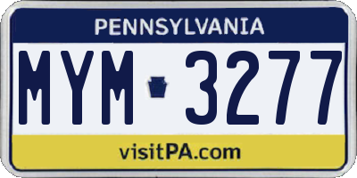 PA license plate MYM3277