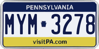 PA license plate MYM3278