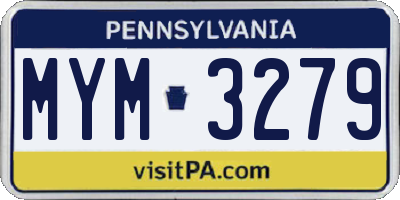 PA license plate MYM3279