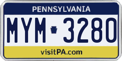 PA license plate MYM3280