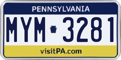 PA license plate MYM3281