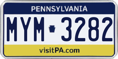 PA license plate MYM3282