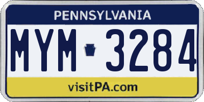 PA license plate MYM3284