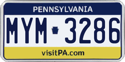 PA license plate MYM3286