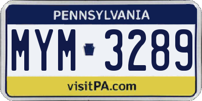 PA license plate MYM3289