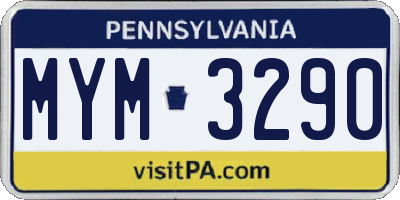 PA license plate MYM3290