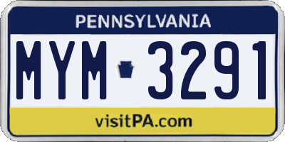 PA license plate MYM3291