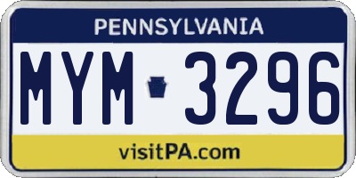 PA license plate MYM3296