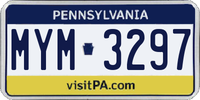 PA license plate MYM3297