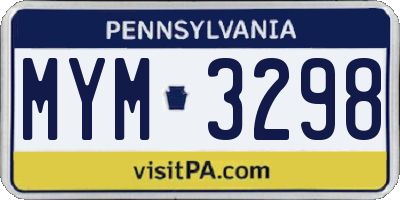 PA license plate MYM3298