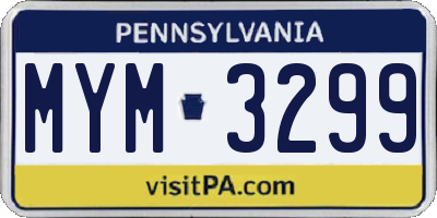 PA license plate MYM3299