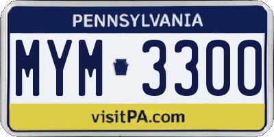 PA license plate MYM3300