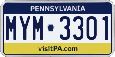 PA license plate MYM3301