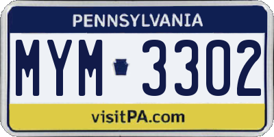 PA license plate MYM3302