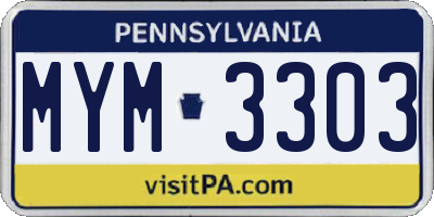 PA license plate MYM3303