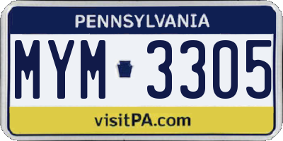 PA license plate MYM3305