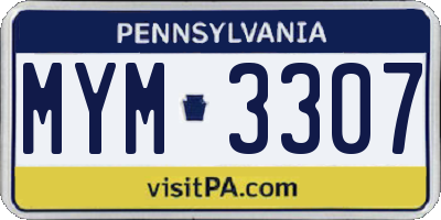 PA license plate MYM3307