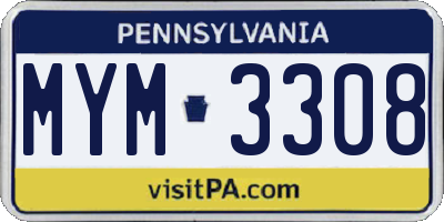 PA license plate MYM3308