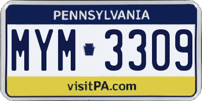 PA license plate MYM3309