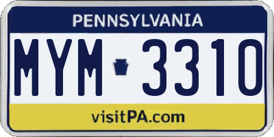 PA license plate MYM3310