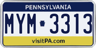 PA license plate MYM3313
