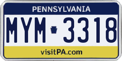 PA license plate MYM3318