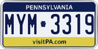 PA license plate MYM3319