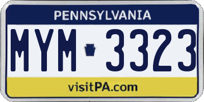 PA license plate MYM3323