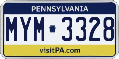 PA license plate MYM3328