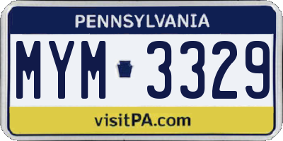 PA license plate MYM3329