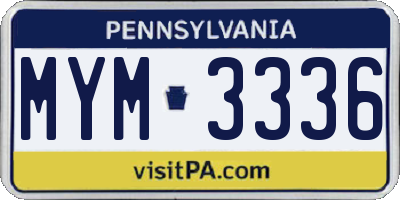 PA license plate MYM3336