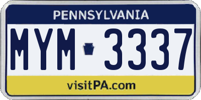 PA license plate MYM3337