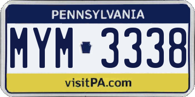 PA license plate MYM3338