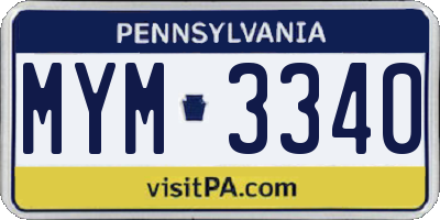 PA license plate MYM3340