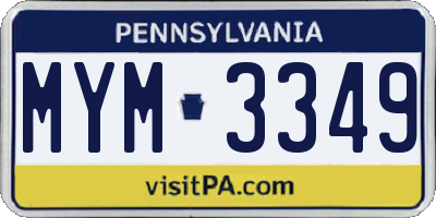 PA license plate MYM3349