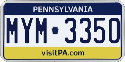 PA license plate MYM3350