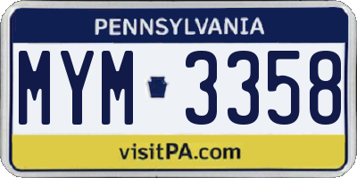 PA license plate MYM3358