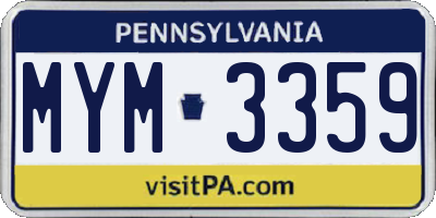 PA license plate MYM3359
