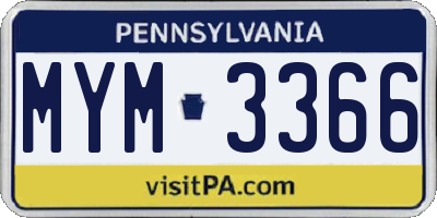 PA license plate MYM3366