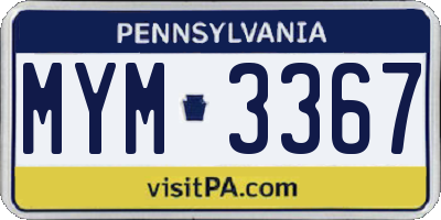 PA license plate MYM3367