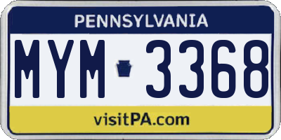 PA license plate MYM3368