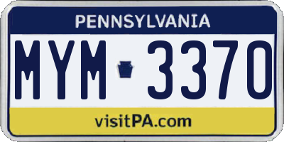 PA license plate MYM3370