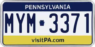 PA license plate MYM3371