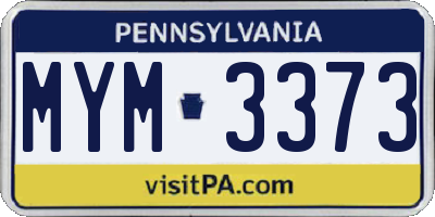 PA license plate MYM3373