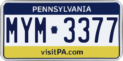 PA license plate MYM3377