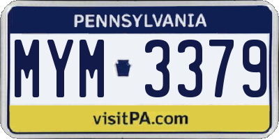 PA license plate MYM3379