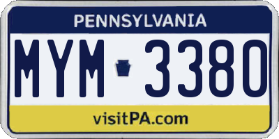 PA license plate MYM3380