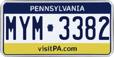 PA license plate MYM3382