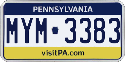 PA license plate MYM3383