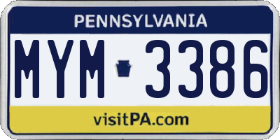 PA license plate MYM3386